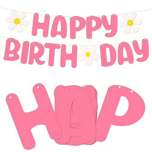 TOYVENTURES Geburtstag Dekorationen Mädchen, Gänseblümchen Party Dekorationen mit Gänseblümchen Blume und Happy Birthday Banner, Groovy Party Dekorationen für Babyparty, Gender Reveal, Geburtstag von TOYVENTURES