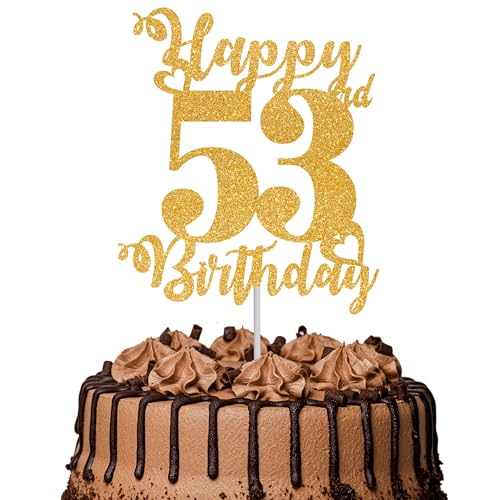 Tortenaufsatz "Happy 53rd Birthday", glitzernd, "Cheers to 53 Years", Kuchendekoration, 53. Geburtstag, Party-Kuchendekoration, goldfarben, 1 Stück Tortenaufsatz "Happy 53rd Birthday", glitzernd, "Cheers to 53 Years", Kuchendekoration, 53. Geburtstag, Party-Kuchendekoration, goldfarben, 1 Stück von TOYVENTURES
