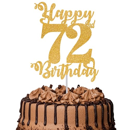Tortenaufsatz "Happy 72nd Birthday", glitzernd, "Cheers to 72 Years", Kuchendekoration, 72. Geburtstag, Party, Kuchendekoration, goldfarben, 1 Stück Tortenaufsatz "Happy 72nd Birthday", glitzernd, "Cheers to 72 Years", Kuchendekoration, 72. Geburtstag, Party, Kuchendekoration, goldfarben, 1 Stück von TOYVENTURES
