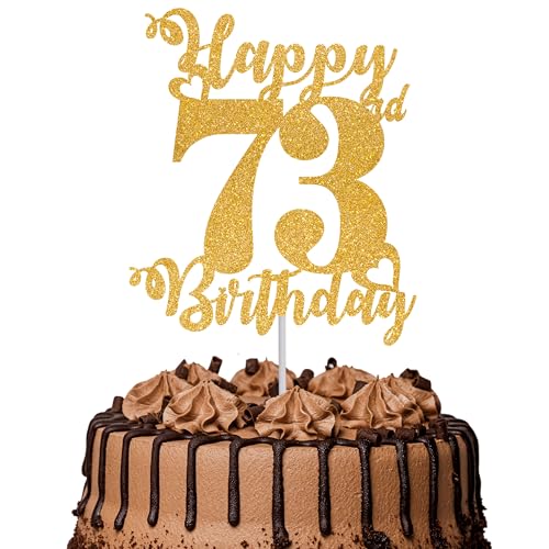 Tortenaufsatz "Happy 73rd Birthday", glitzernd, Aufschrift "Cheers to 73 Years", Kuchendekoration für 73. Geburtstag, Party, Kuchendekoration, goldfarben, 1 Stück Tortenaufsatz "Happy 73rd Birthday", glitzernd, Aufschrift "Cheers to 73 Years", Kuchendekoration für 73. Geburtstag, Party, Kuchendekoration, goldfarben, 1 Stück von TOYVENTURES