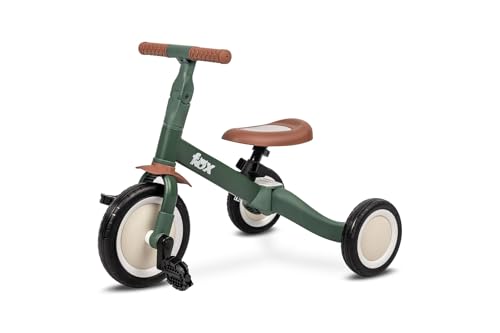 TOYZ - Dreirad Laufrad Kinder, 4in1 Kinderfahrrad, Rutschfahrzeug, Laufrad, Dreirad mit Pedalen und Zweirad mit Pedalen - Baby Geschenk Höhenverstellung von Sattel und Lenker - Fox Grün von TOYZ by CARETERO