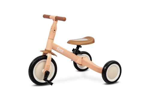 TOYZ - Dreirad Laufrad Kinder, 4in1 Kinderfahrrad, Rutschfahrzeug, Laufrad, Dreirad mit Pedalen und Zweirad mit Pedalen - Baby Geschenk Höhenverstellung von Sattel und Lenker - Fox Orange von TOYZ by CARETERO