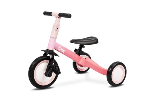 TOYZ - Dreirad Laufrad Kinder, 4in1 Kinderfahrrad, Rutschfahrzeug, Laufrad, Dreirad mit Pedalen und Zweirad mit Pedalen - Baby Geschenk Höhenverstellung von Sattel und Lenker - Fox Rosa von TOYZ by CARETERO