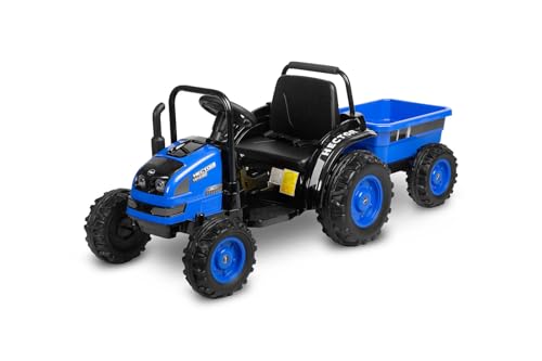 TOYZ - Kinderauto Elektro - Hector - Elektrisches Auto für Kinder - Kinder Aufsitztraktor LED Lichtern - Kindertraktor Elektrisch - Elektro Traktor Kinder - 12V 7Ah - 152x63x60cm mit Anhänger - Blau TOYZ - Kinderauto Elektro - Hector - Elektrisches Auto für Kinder - Kinder Aufsitztraktor LED Lichtern - Kindertraktor Elektrisch - Elektro Traktor Kinder - 12V 7Ah - 152x63x60cm mit Anhänger - Blau von TOYZ by CARETERO