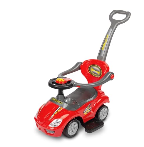 TOYZ - Rutschauto Lauflernwagen, Baby Auto Spielzeug, Rutschauto ab 1 Jahr - Soundpanel, Geformter Sitz, Bequeme Rückenlehne, Imitation von Anzeigen, Stauraum für Schätze - Race Car Rot von TOYZ by CARETERO