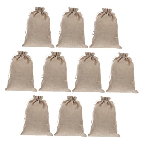TOYZFRIENDY 10 Stück Teiliges Jutebeutel mit Kordelzug Robuste Leinensäckchen aus Grobem Leinenstoff Kompakte Geschenktaschen für Schmuck Süßigkeiten Party Hochzeit Vielseitige Aufbewahrung von TOYZFRIENDY