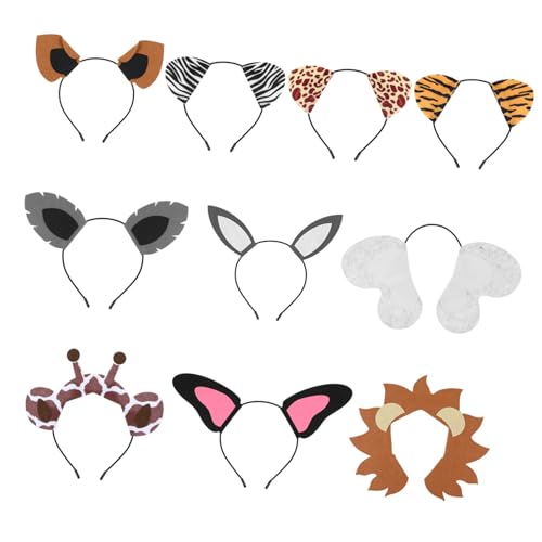TOYZFRIENDY 10 Stück Teiliges Kreative Tierohren Haarbänder aus Hochwertigem Material Komfortabel und Langlebig für Karneval Festivals und Kostümpartys Auffälliges Hasen Giraffen design für von TOYZFRIENDY