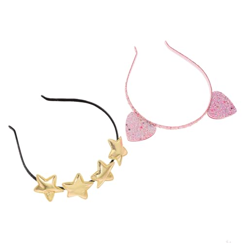 TOYZFRIENDY 2 Stück Glitzer Haarreif mit Katzenohren und Sternen Pailletten Party Haarband Lustiges Stirnband für Damen und Geeignet für Karneval Geburtstag Cosplay und Festlichkeiten von TOYZFRIENDY