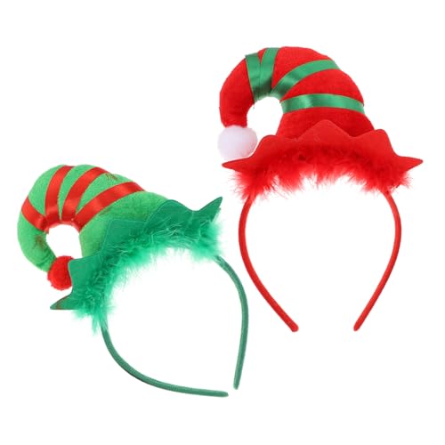 TOYZFRIENDY 2 Stück Leichtes Teiliges Weihnachts Haarreifen mit Glocken und Elfenmütze Komfortabel Stabile Robustes Material Festliche Kopfschmuck Accessoires für Xmas Party und Festival von TOYZFRIENDY