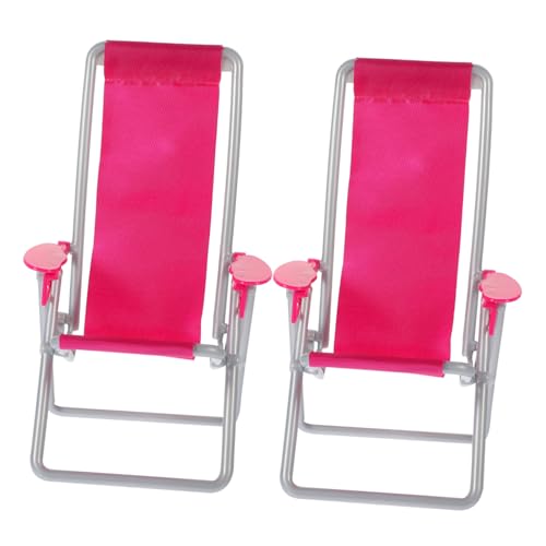 TOYZFRIENDY 2 Stück Mini Faltbarer Liegestuhl Dekorativer Mini Strandstuhl aus Hochwertigem Material als Puppenhaus und Gartendeko und Leicht für Vielseitige Wohn und Outdoor Accessoires von TOYZFRIENDY