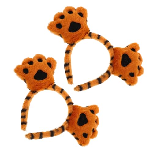 TOYZFRIENDY 2 Stück Plüsch Tigerohren Haarband Kuscheliges Tierkostüm Zubehör für Cosplay Party Halloween Verstellbar Niedlich für Mädchen und Frauen von TOYZFRIENDY