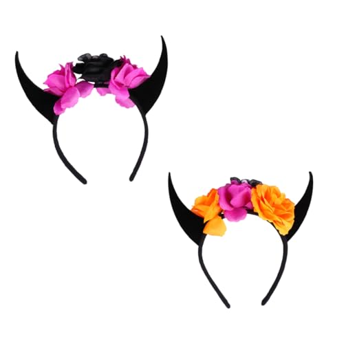 TOYZFRIENDY 2 Stück Teiliges Halloween Teufelshorn Haarreif mit Schädel und Blumen Leichtes Kostüm Accessoire für Erwachsene und Teens Komfortabel Tragbar für Party Cosplay und Fasching TOYZFRIENDY 2 Stück Teiliges Halloween Teufelshorn Haarreif mit Schädel und Blumen Leichtes Kostüm Accessoire für Erwachsene und Teens Komfortabel Tragbar für Party Cosplay und Fasching von TOYZFRIENDY