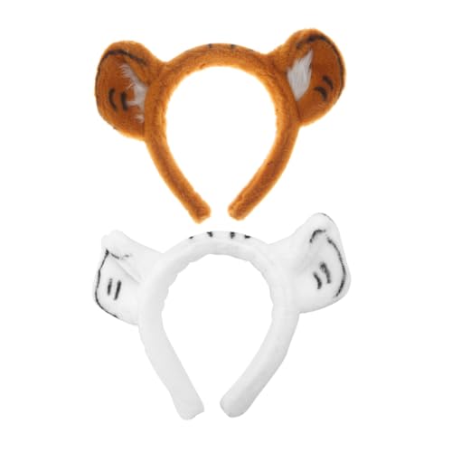 TOYZFRIENDY 2 Stück Teiliges Tigerohren Haarband Dekoratives Stirnband mit Niedlichen Tigerohren Haarschmuck Accessoire für Karneval Cosplay Party und Fotoshootings Auffälliges Tierohren von TOYZFRIENDY