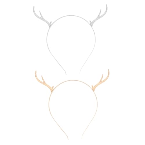 TOYZFRIENDY 2 Stück Teiliges Weihnachts Haarband mit Legierung Rentiergeweih Leichtes Formstabiles Stirnband für Damen und Handgefertigter Haarschmuck für Festliche Xmas Partys und von TOYZFRIENDY