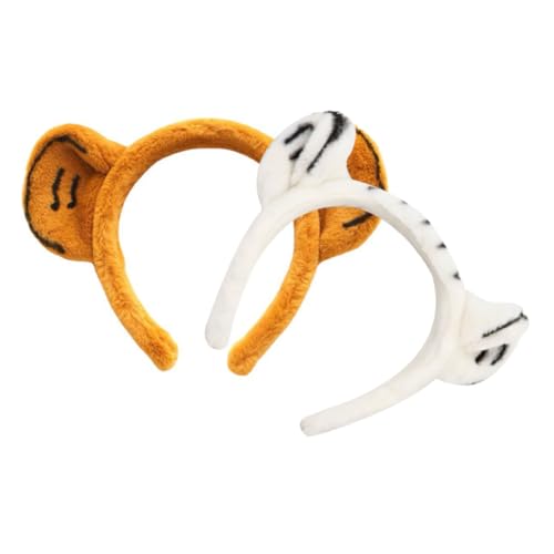 TOYZFRIENDY 2 Stück Tiger Ohr Haarreifen Plüsch Haarschmuck Partykostüm Damen Teenager Niedliche Stirnbänder für Karneval Fasching Fotorequisiten von TOYZFRIENDY