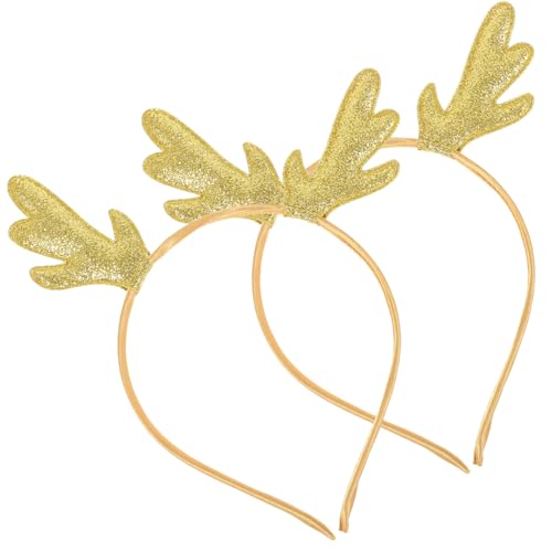 TOYZFRIENDY 2 Stück Weihnachtliches Haarbänder mit Goldenem Rentiergeweih und Weißen Bändern Festliche Haarschmuck für Mädchen Vielseitig für Weihnachtsfeiern und Kostüme Geeignet von TOYZFRIENDY