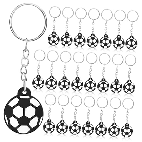 TOYZFRIENDY 24 Stk. Fußball Schlüsselanhänger Teiliges mit Soft Touch Anhängern Kreative Sport Schlüsselringe für Rucksäcke und Taschen Party Mitgebsel und Belohnungen für Fußballfans von TOYZFRIENDY