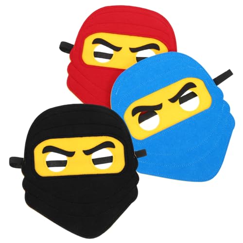 TOYZFRIENDY 3 Stück Ninja Filzmasken Rot Blau Schwarz Cosplay Party Augenmaske Wiederverwendbar Strapazierfähig für Karneval Halloween Kostümfest von TOYZFRIENDY