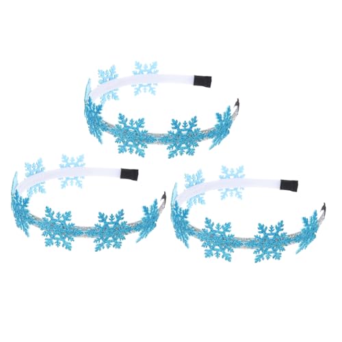 TOYZFRIENDY 3 Stücke Schneeflocken-Stirnband Snowflake Hair Accessoire Haarschmuck mit Schneeflocken weihnachtshaarband dekor Harz Blau von TOYZFRIENDY