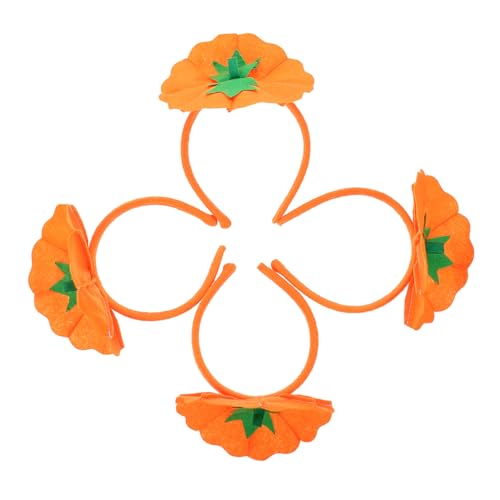 TOYZFRIENDY 4 Stück Halloween Kürbis Haarreifen Orange Karneval Kostüm Haarband Leicht Bequem Festival Party Zubehör für Damen und Cosplay Fans von TOYZFRIENDY
