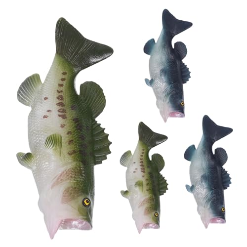 TOYZFRIENDY 4 Stück Teiliges Realistische Bassfisch Deko aus Leichtem Kunststoff Detailgetreue Meeresbewohner Figuren für Food Styling Partydekoration Küchen und Fotorequisiten von TOYZFRIENDY