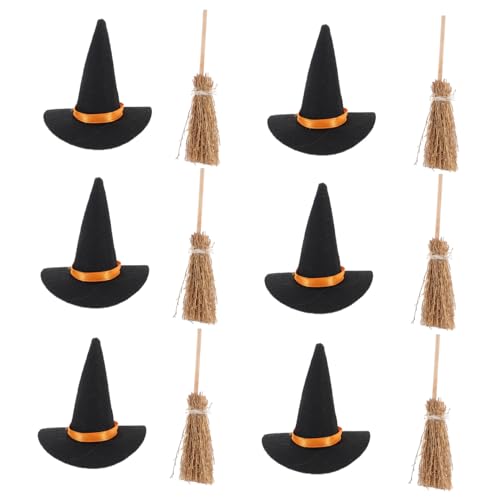 TOYZFRIENDY 6 Satz Teiliges Halloween Dekorationsset Mini Filz Hexenhüte und Besen aus Holz Weiche Materialien Langlebig für DIY Bastelprojekte und Partydekorationen Mini für Halloween TOYZFRIENDY 6 Satz Teiliges Halloween Dekorationsset Mini Filz Hexenhüte und Besen aus Holz Weiche Materialien Langlebig für DIY Bastelprojekte und Partydekorationen Mini für Halloween von TOYZFRIENDY