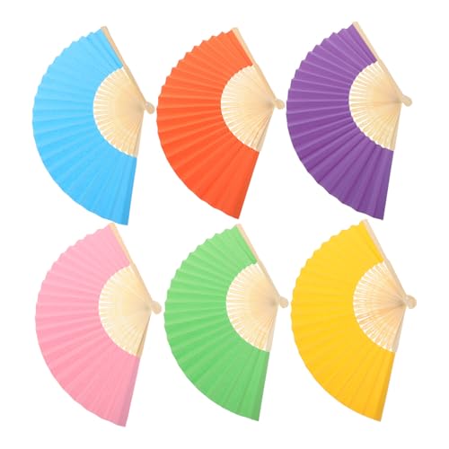 TOYZFRIENDY 6 Stück Teiliges Bunte zum Basteln Faltbare Handfächer für Kleinkinder Leichte DIY faltventilatoren für Kreatives Malen Kindergarten Party und Outdoor aktivitäten von TOYZFRIENDY