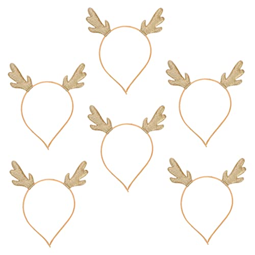 TOYZFRIENDY 6 Stück Teiliges Weihnachts Haarreif mit Realistischem Elchgeweih Goldfarben Festlicher Haarschmuck für Damen für Weihnachtsfeiern Karneval Kostüme und Fotosessions von TOYZFRIENDY