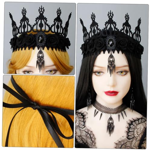 TOYZFRIENDY Barock Krone Haarreif Halloween Kopfschmuck Damen Filz Partyaccessoire Kostüm Requisite für Fotoshooting und Maskerade von TOYZFRIENDY