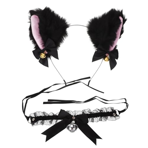 TOYZFRIENDY Cosplay Katzenohren Haarreif mit Glocken Schleife und Plüsch Verstellbares Bowknot für und Mädchen Geeignet für Kostümpartys Halloween und Themenveranstaltungen von TOYZFRIENDY