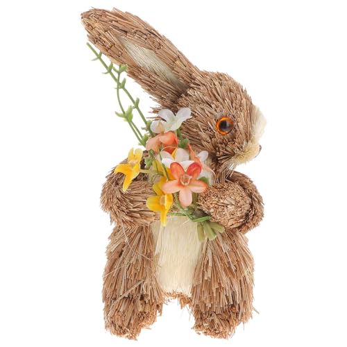 TOYZFRIENDY Easter Stroh hasenfigur Handgefertigt Naturbelassen Realistisch Kleine Osterdeko für Tisch Fenster Landhausstil Wohnaccessoire Geschenkidee von TOYZFRIENDY