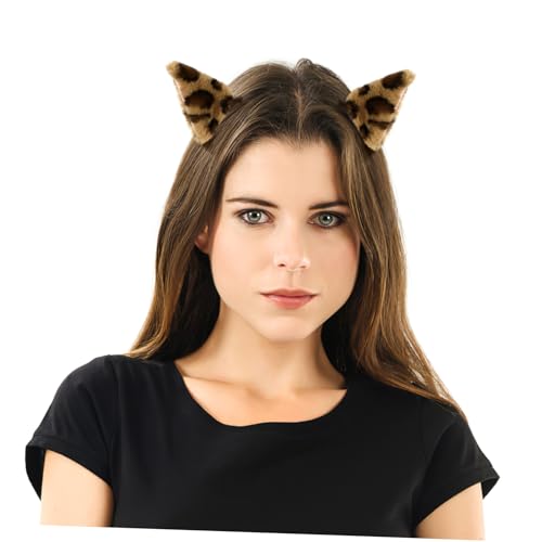 TOYZFRIENDY Flauschige Katzenohren Haarspange Leopardenmuster Haarclip Cosplay Kostüm Mädchen Weicher Hautfreundlicher Haarschmuck für Halloween Karneval Festlichkeiten von TOYZFRIENDY