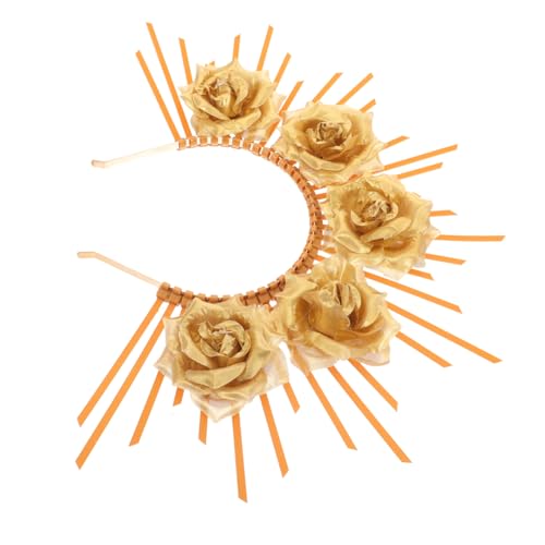 TOYZFRIENDY Göttinnen Haarreif mit Goldenen Blumen Damen Haarband für Tanzparty Hochzeit und Halloween Modisches Party Accessoire von TOYZFRIENDY