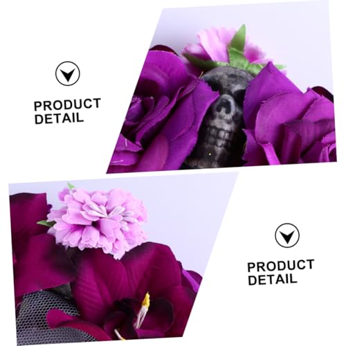 TOYZFRIENDY Halloween Cosplay Haarreif mit Violetten Rosen und Realistischer Totenkopfverzierung Damen Stirnband für Tag der Toten Kostüm Party und Karnevalsaccessoire für Halloween und von TOYZFRIENDY