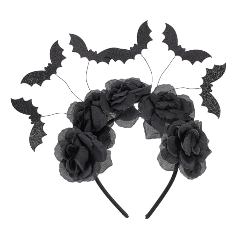 TOYZFRIENDY Halloween Fledermaus Haarreif mit Fünf Schwarzen Rosen und Spinnenmotiv Leichter Kopfschmuck für Damen und Mädchen Komfortabel Tragbar für Halloween Kostüm und Party von TOYZFRIENDY