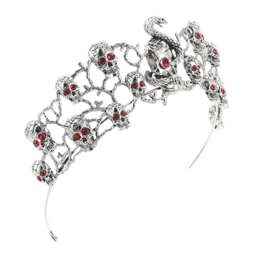 TOYZFRIENDY Halloween Gothic Totenkopf Tiara mit Roten Kristallen Leichtes Stabiles Legierungs-haarreif für Mädchen Auffällige Skull Krone für Halloween Festivals und Kostümpartys von TOYZFRIENDY
