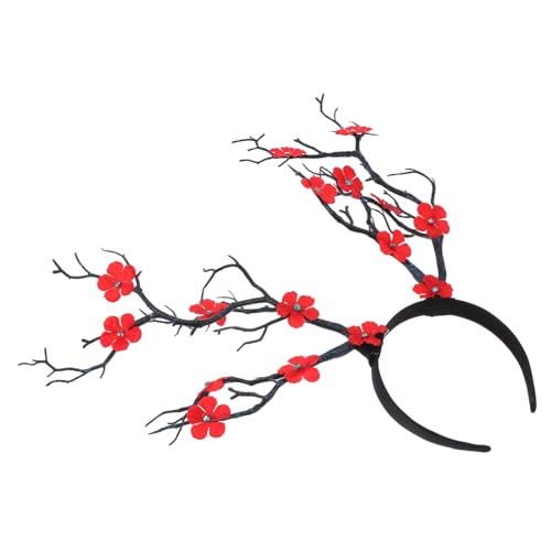 TOYZFRIENDY Halloween Haarreif Rentier Geweih Kopfschmuck Kleines Rotes Blumen Design Langlebiges Cosplay Stirnband für Damen Accessoire für Party Bühne und Festtagsdekoration von TOYZFRIENDY