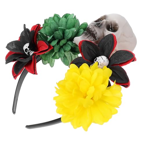 TOYZFRIENDY Halloween Haarschmuck Damen Skelett Blume Haarband Kostüm Tag der Toten Kopfstück für Party Cosplay und Fest von TOYZFRIENDY