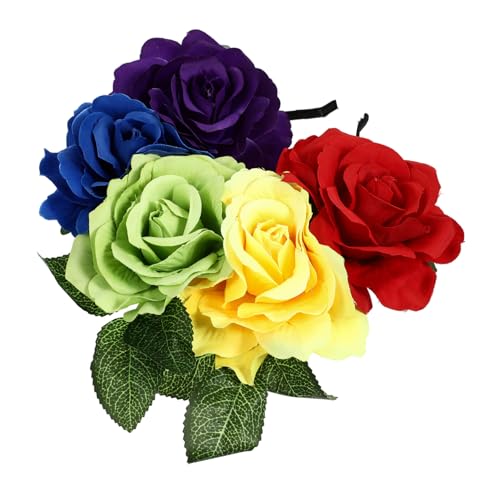 TOYZFRIENDY Halloween Rosen Haarreif Farbiger Blumen Haarschmuck Komfortabler Simulationsblumenbesetzter Stirnband für Damen für Karneval Party und Kostümfest von TOYZFRIENDY