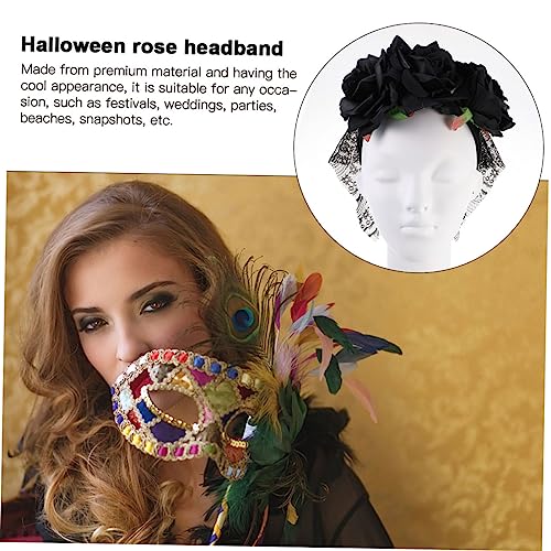 TOYZFRIENDY Halloween Rosen Haarreif mit Schwarzer Spitze Eleganter Haarschmuck für Kostüm und Partyaccessoires Geeignet für Halloween Karneval und Festivaleinsatz von TOYZFRIENDY
