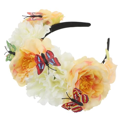 TOYZFRIENDY Mexikanischer Blumen Haarreif mit Schmetterlingen Leichter Ergonomischer Kopfschmuck für Frauen Realistische Künstliche Blüten Vielseitig für Halloween und Party Looks Geeignet von TOYZFRIENDY