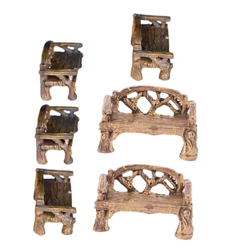 TOYZFRIENDY Miniatur Holzstuhl Teilig Realistische Garten Deko Möbel Leichtes Langlebiges Puppenhaus Zubehör für Blumenbeet Innenhof DIY Modellbau und Fotorequisite von TOYZFRIENDY