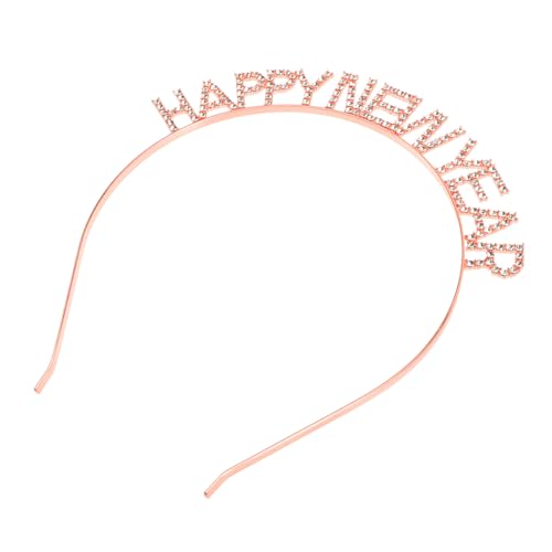 TOYZFRIENDY Neujahrs Haarreif mit Funkelnden Kristallbuchstaben Roségoldenes Party Accessoire für Damen und Herren Modischer Stirnband Kopfschmuck für Frühlingsfest und Silvesterfeier von TOYZFRIENDY