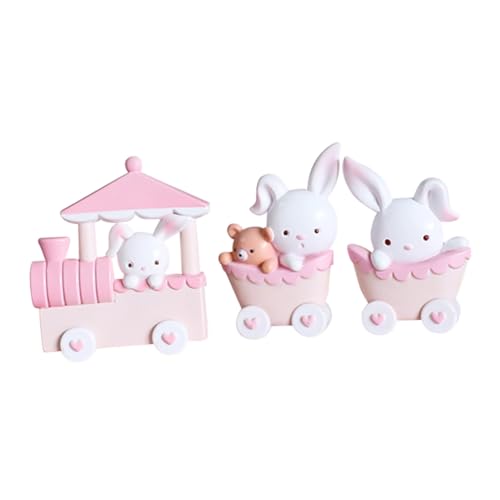 TOYZFRIENDY Niedliche Hasen Zug Tortendeko Kompakte Vielseitig als Babyparty und Geburtstagskuchen Dekoration auch Geeignet als Desktop Hasenfigur und Raumaccessoire von TOYZFRIENDY