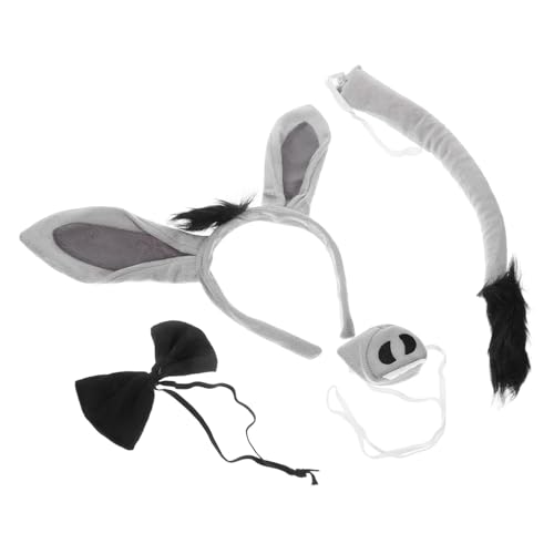 TOYZFRIENDY Niedliches Esel Kostüm mit Ohren Haarreif und Nase Leichtes Cosplay Zubehör für Halloween Karneval Fasching Tier Verkleidung Party von TOYZFRIENDY