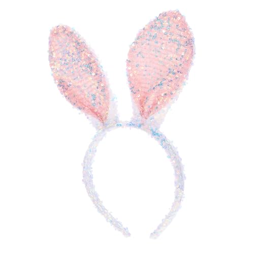 TOYZFRIENDY Pailletten Bunny Ohren Haarreif Flexibel Verstellbar Party Cosplay Accessoire Niedliches Stirnband für Mädchen und Erwachsene Karneval Osterfest Kostüm von TOYZFRIENDY