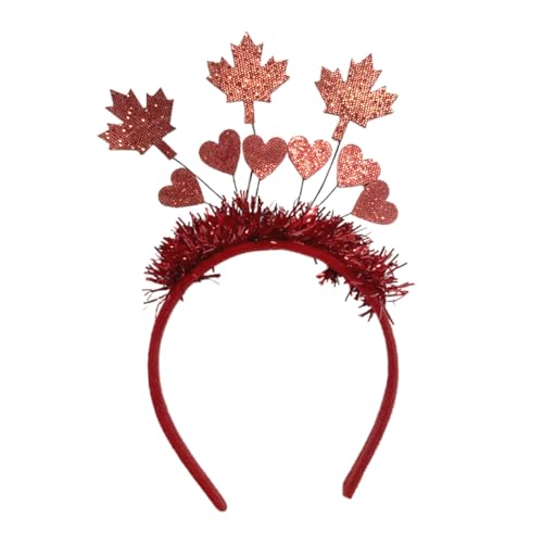 TOYZFRIENDY Party Haarreif Day Stirnband mit Rotem Ahornblatt Herz für Damen Langlebiges Filzmaterial Modisches Kopfschmuck Accessoire für Festliche Anlässe und Kostümpartys von TOYZFRIENDY