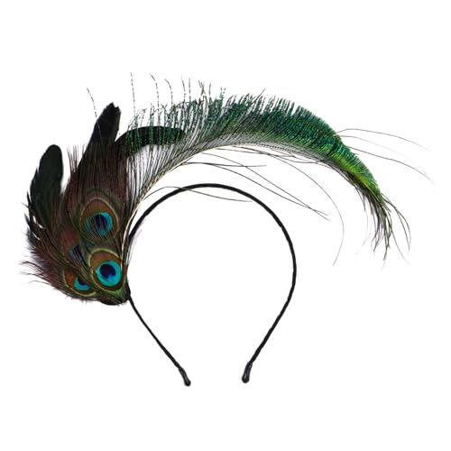 TOYZFRIENDY Pfauenfeder Haarschmuck Stirnband für Karneval Masquerade Party Cosplay Kopfdeko Elegant Federleicht Auffällig Geeignet für Halloween Festival Performance von TOYZFRIENDY