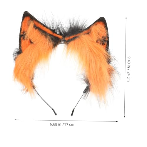 TOYZFRIENDY Plüsch Haarband mit Tierohren Weiches Cosplay Stirnband Niedliches Kopfstück für Karneval Halloween Kostüm Party Zubehör für Damen und Erwachsene Orange von TOYZFRIENDY