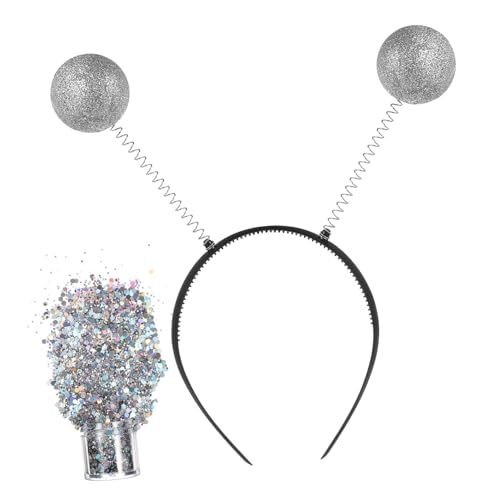TOYZFRIENDY Silbernes Antennen Stirnband Kunststoff Leichtes Karneval Kostüm Zubehör Halloween Cosplay Party Haarreif mit Glitzer und Süßen Kugeln für Damen TOYZFRIENDY Silbernes Antennen Stirnband Kunststoff Leichtes Karneval Kostüm Zubehör Halloween Cosplay Party Haarreif mit Glitzer und Süßen Kugeln für Damen von TOYZFRIENDY
